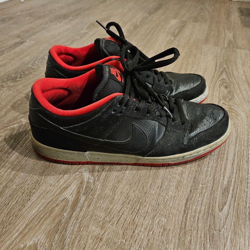 Nike SB Dunk Low Pro Black Cement Mens Size 12 304292-050 2015 Red Black